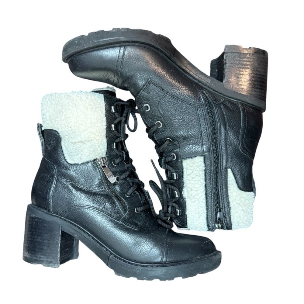 Marc Fisher Lansly Womens Faux Fur Lug Sole Lace-Up Boot 9.5
